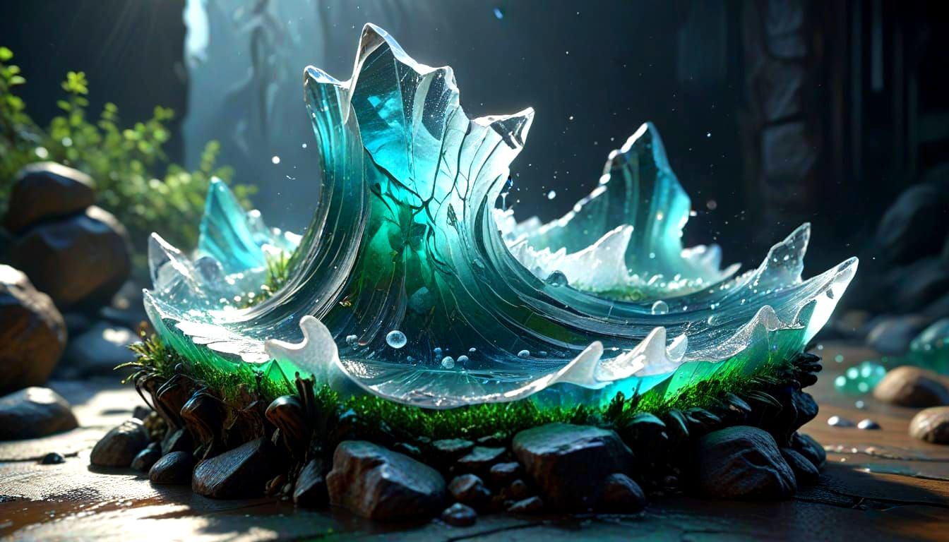 Abstract Sea Glass Wave Sculpture