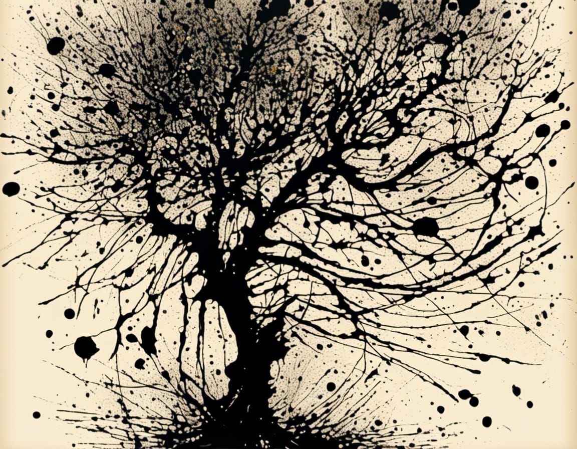 Abstract Ink Splatter Art in Expressionist Style
