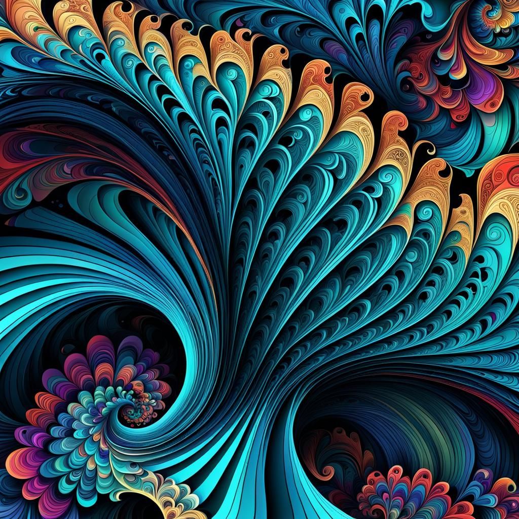 Abstract Vector Fractal with 3D Shading