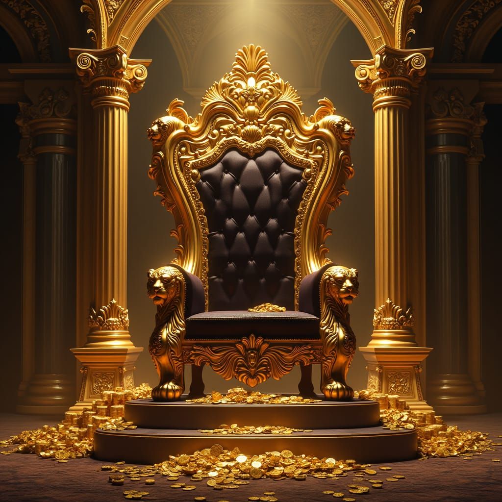 Opulent Golden Throne Room in Baroque Style