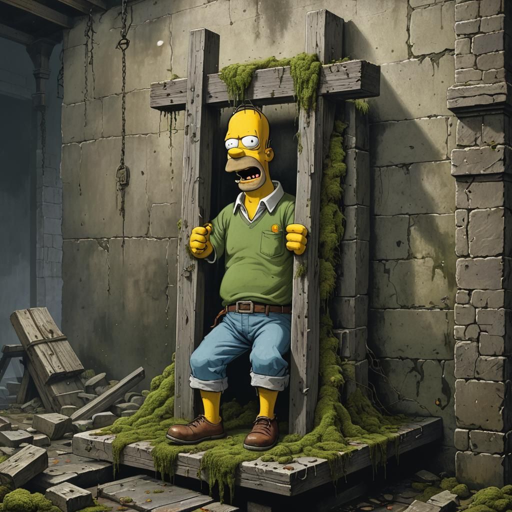 Homer Simpson in Guillotine: Gothic Horror Scene