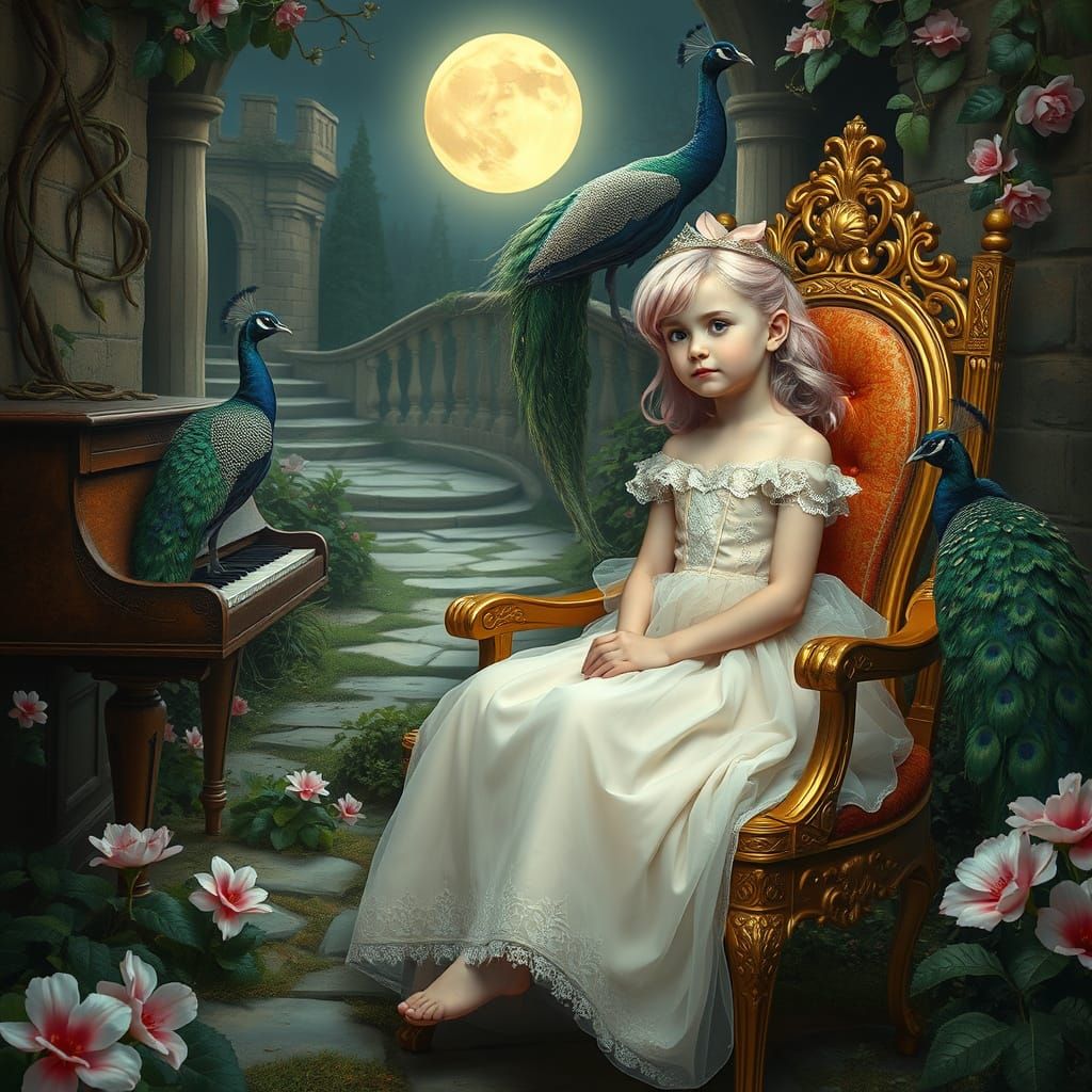 Enchanting Princess in Dreamlike Garden Scene