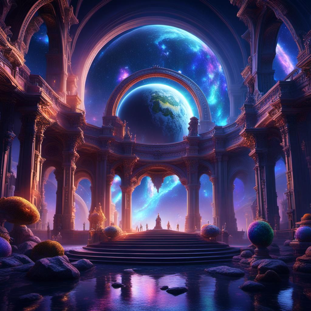 Iridescent Planetarium Fantasy Concept Art