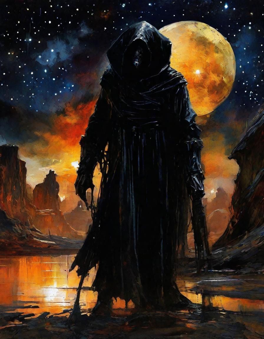 Ethereal Grim Reaper Guardians the Gateway to the Cosmos