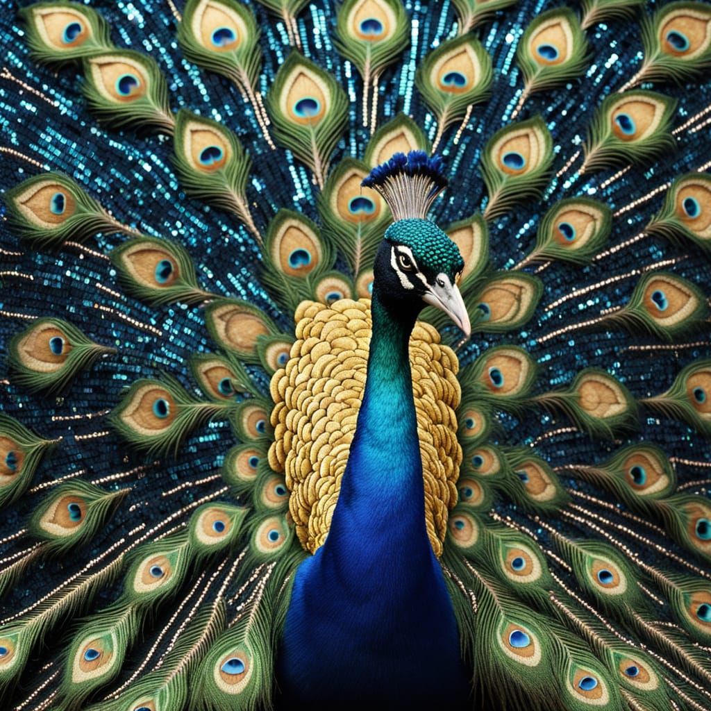 Luxurious Sequined Peacock in Vibrant Color