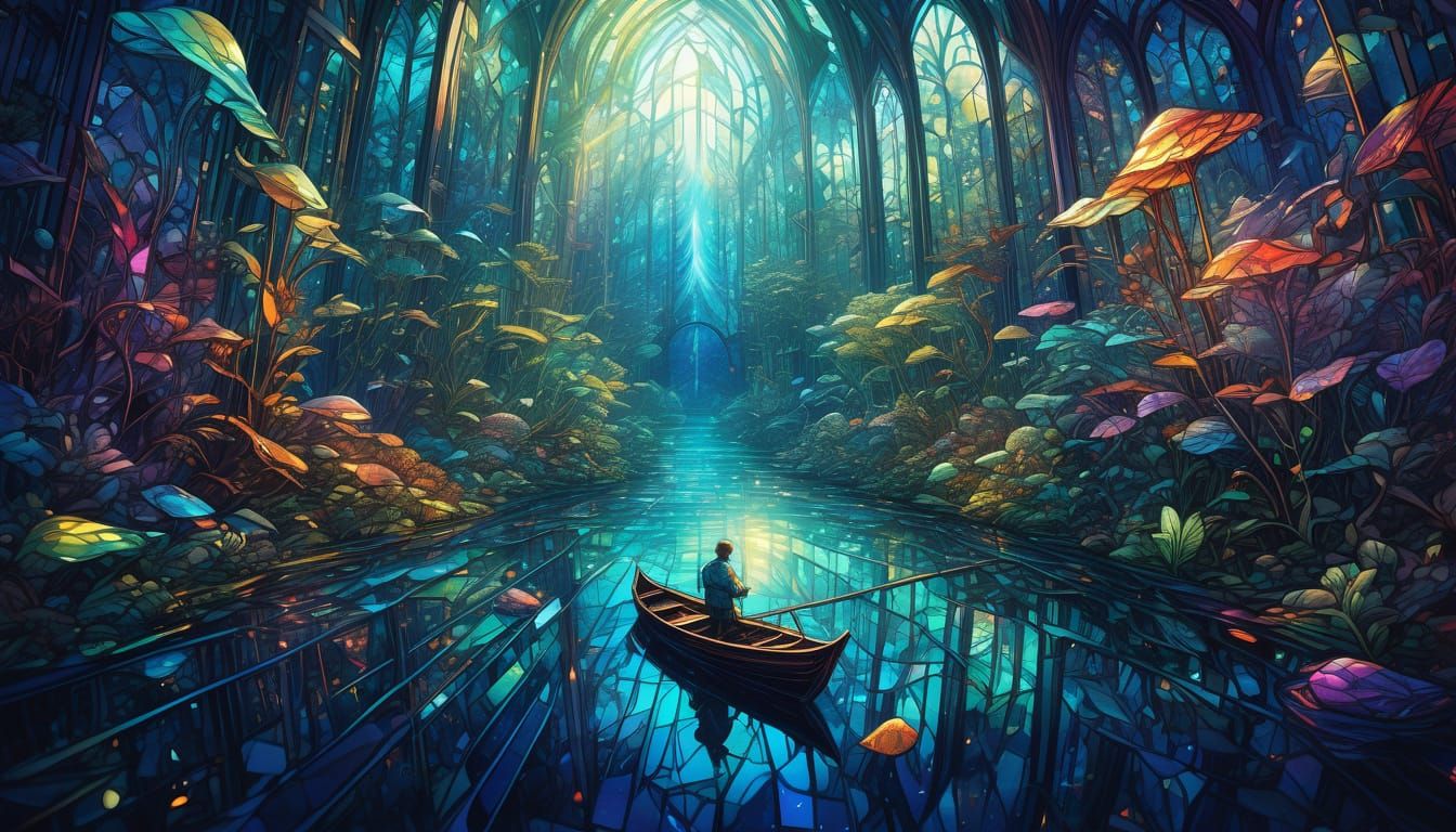 Stunning Stained Glass Masterpiece in Hyper-Detailed Digital...