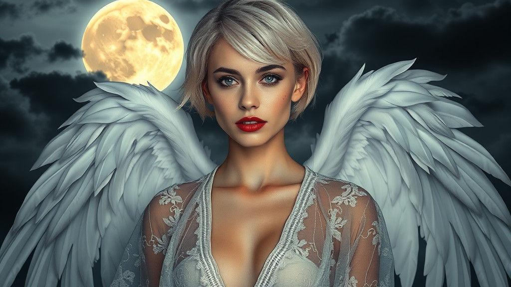 Woman with Wings in Hyperrealistic Cinematic Style