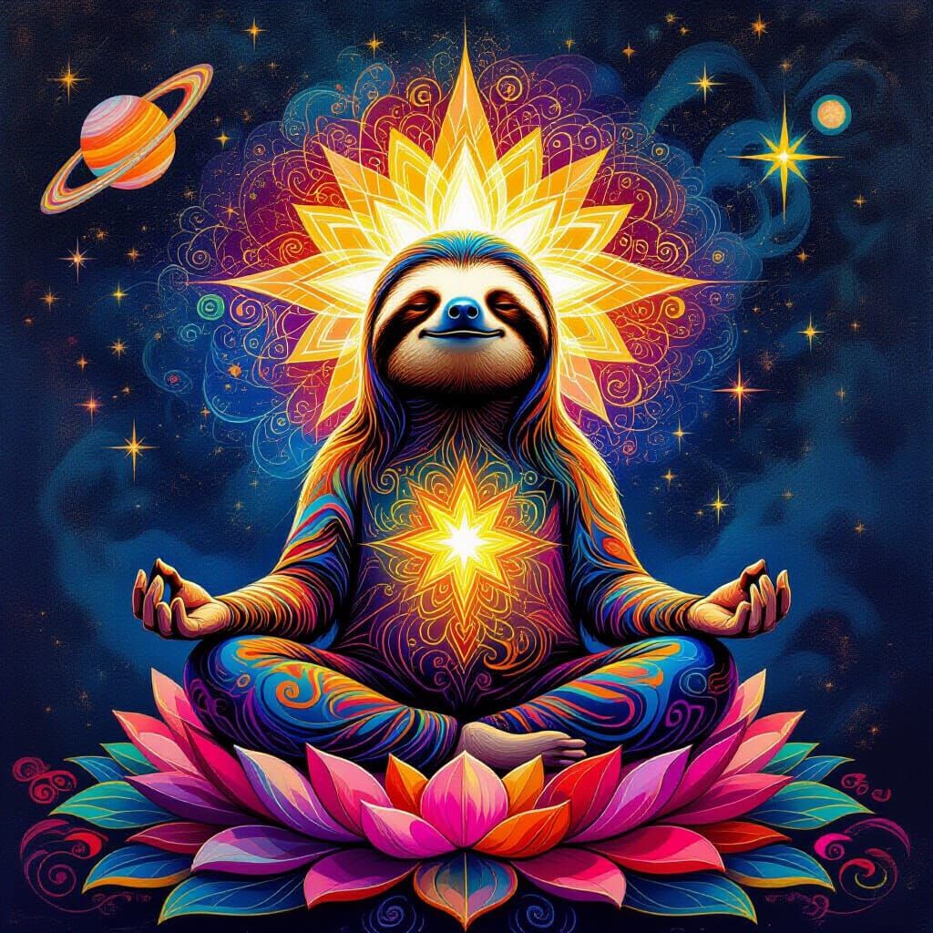 Galactic Sloth Meditating on a Star: Holographic Illustratio...