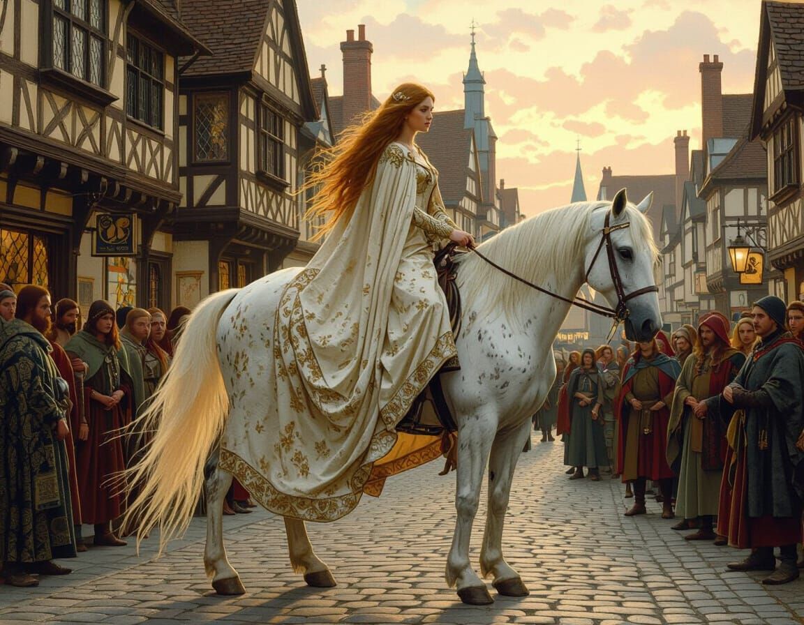 Lady Godiva Rides Through Coventry: Pre-Raphaelite Style