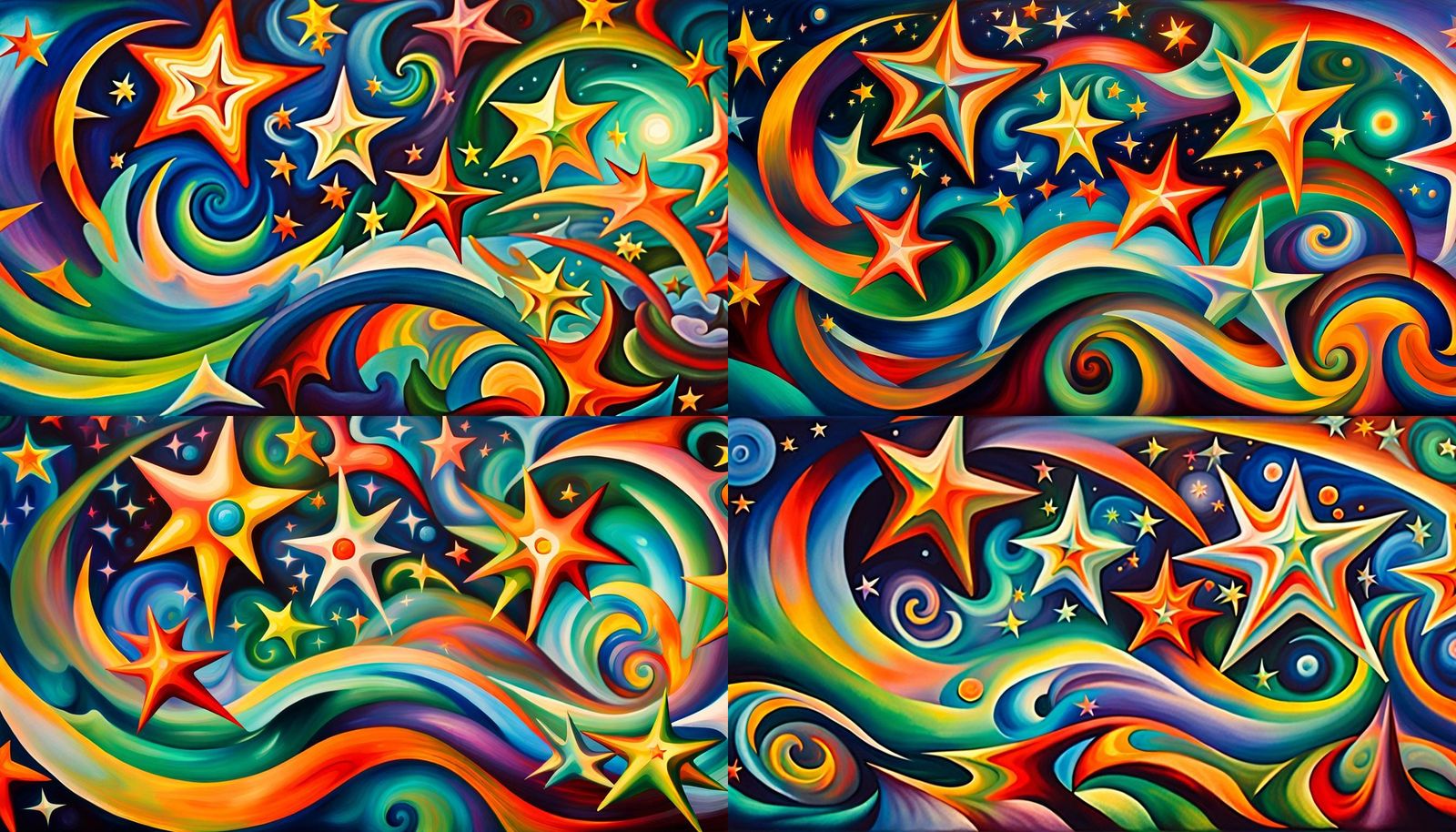 Iridescent Plasma Maelstrom with Swirling Stars