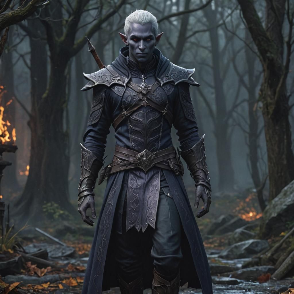 Dark Elf Male in Dark Fantasy Style