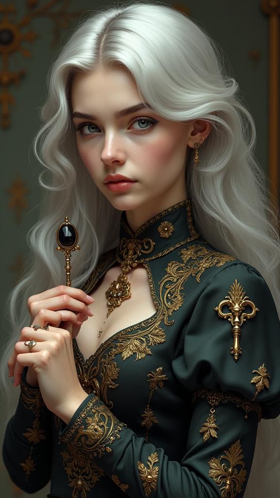 Victorian Woman with Key, Fantasy Realism Portrait