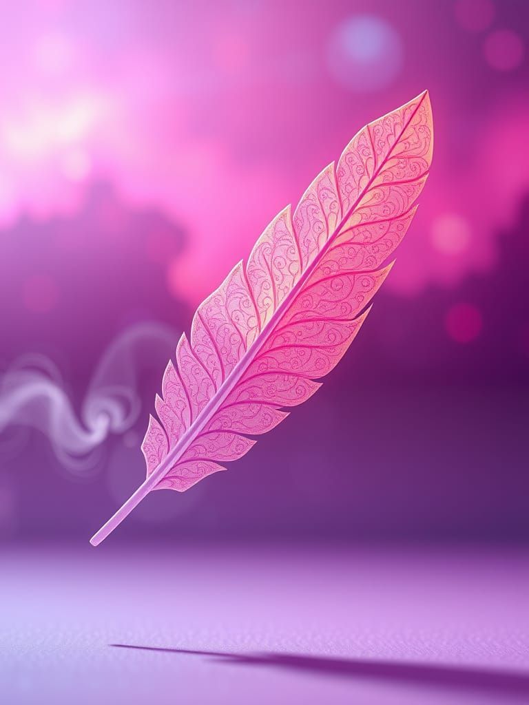 Filigree Origami Feather of Ma'at in Holographic Style