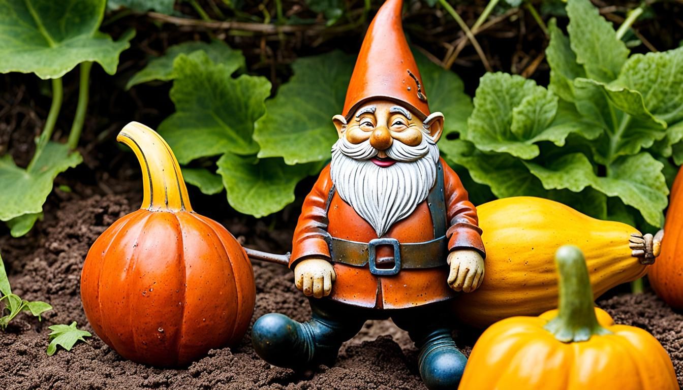 Ragtag Metal Toy Gnome with Squash