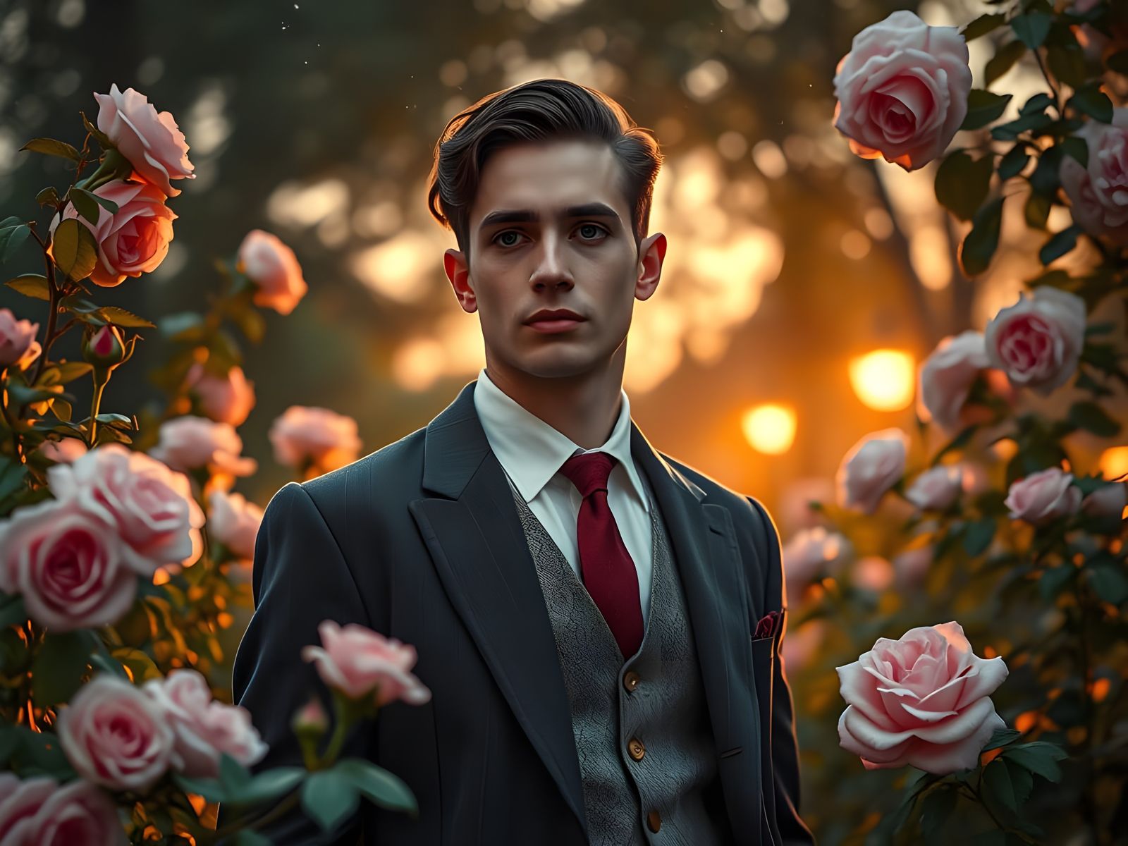 Elegant Gentleman Amidst Twilight Elegance