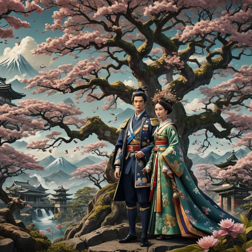 Japanese Royalty and Money Tree, Fantasy Concept Art