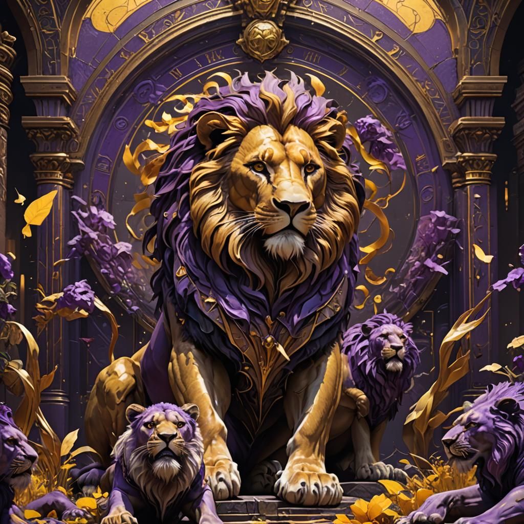 Lions in Dark Fantasy Style, 8K Resolution