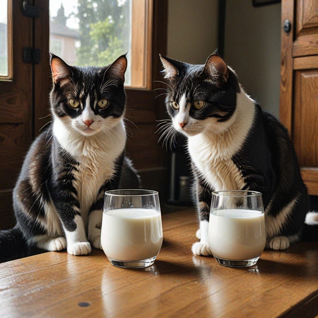 AI Image of Cats Drinking Milk