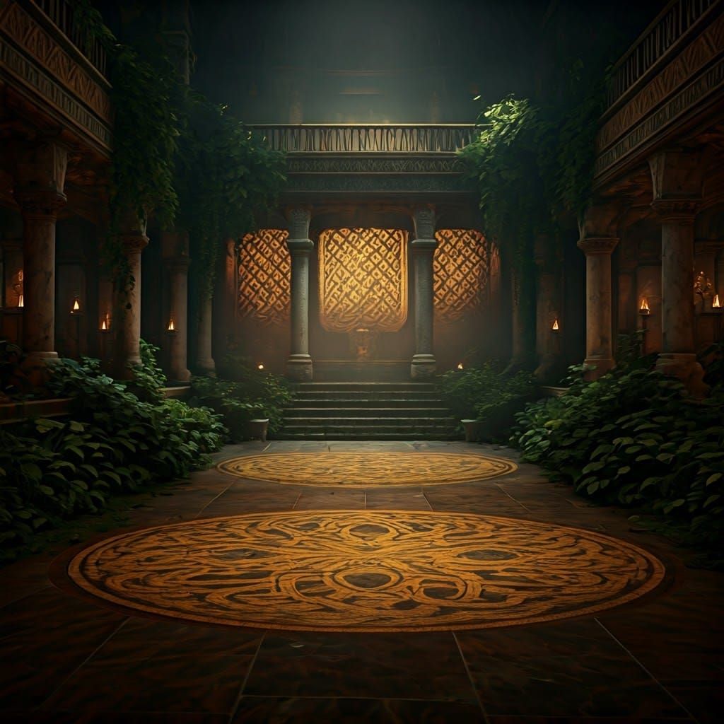 Celtic Knot Meets Roman Bathhouse in Fantasy Art