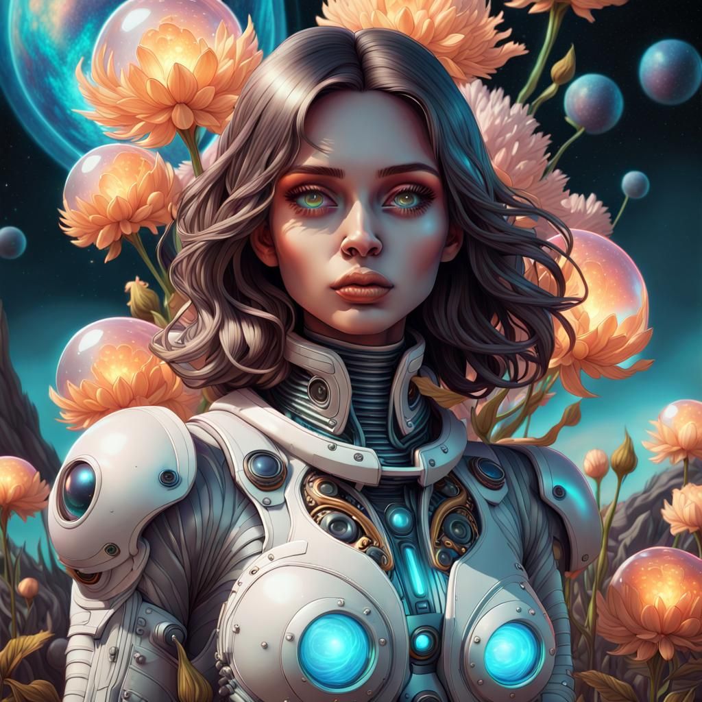 Astronaut on Alien Planet in Cosmic Illustration