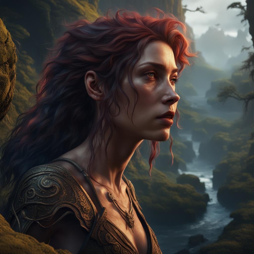 Lost Woman in Wild, Detailed Fantasy Art