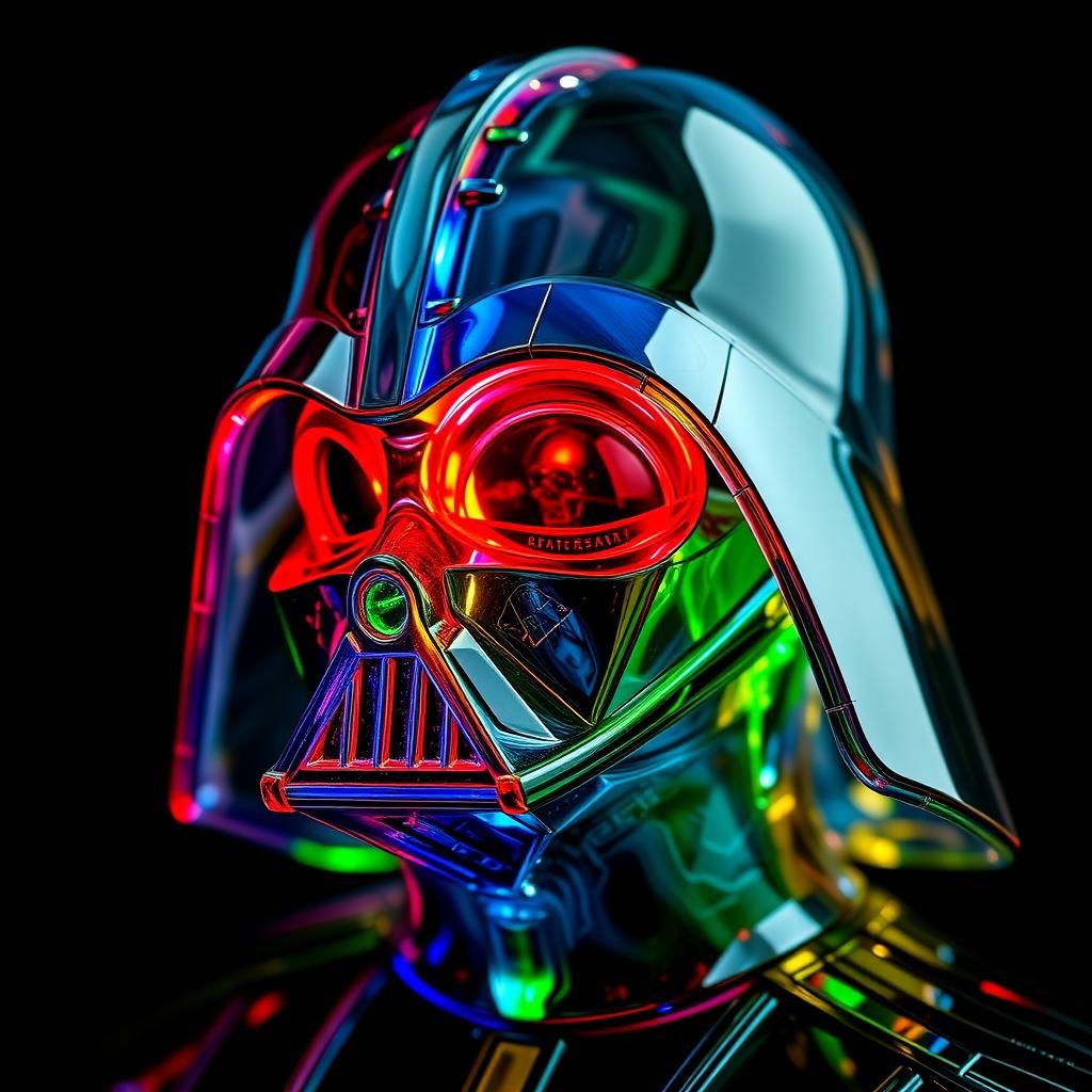 Enameled Glass Sculpture of Darth Vader in HDR