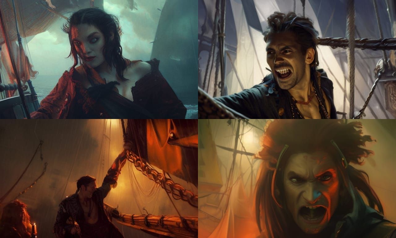 Vampire Pirates at Sea: Detailed Concept Art