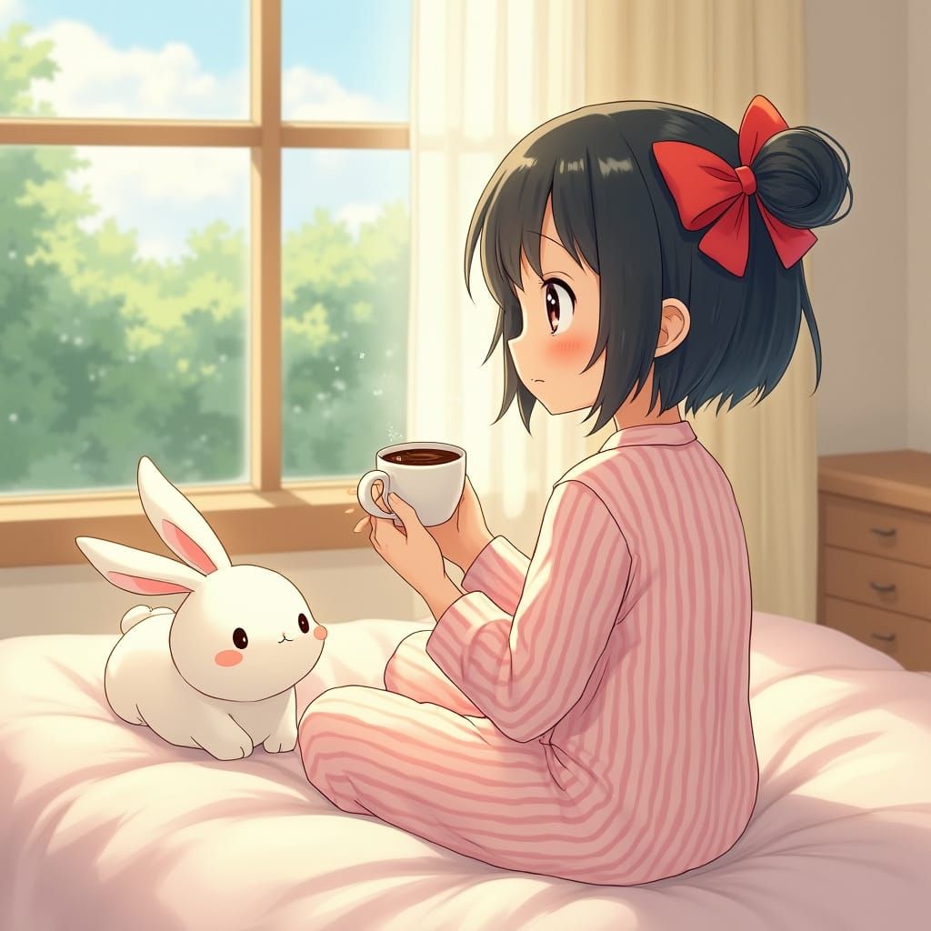 Whimsical Morning Scene in Pastel Colors