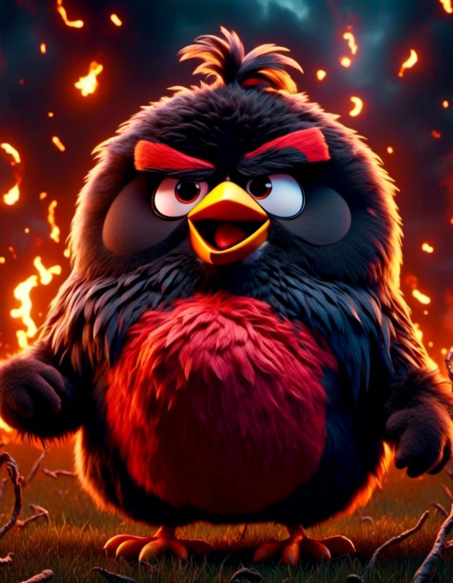 Floofy Angry Bird Screaming in a Field