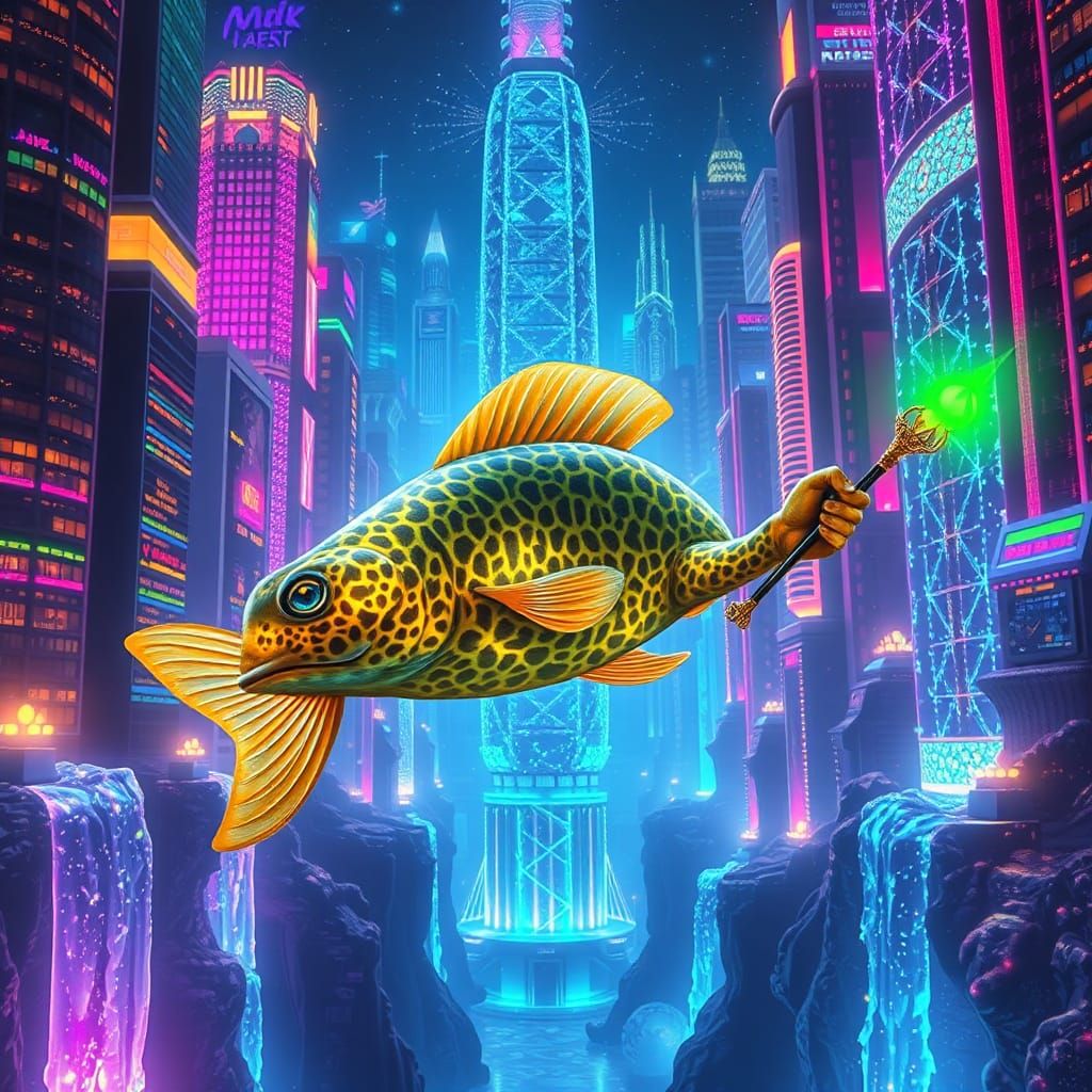 Iridescent Leopard Fish in City of Light