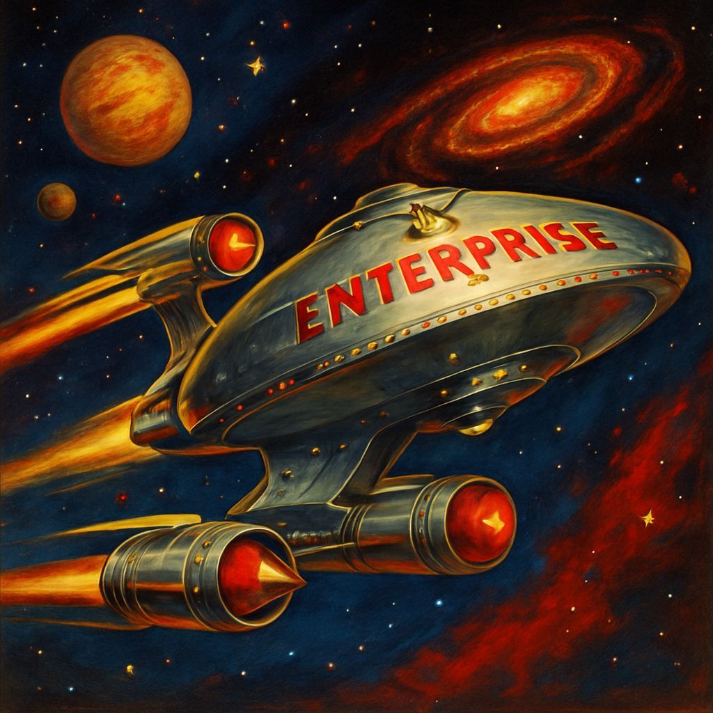 Enterprise Starship Reimagined in Buck Rogers Style