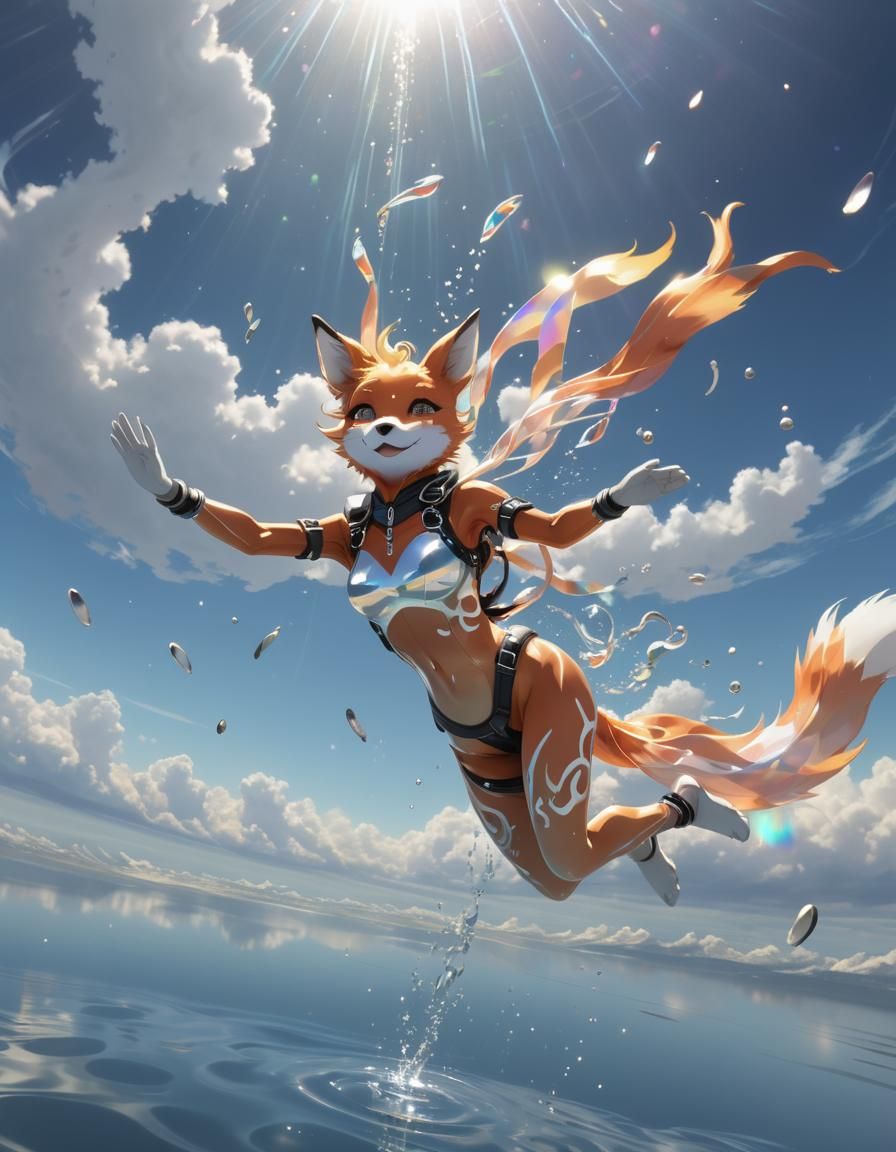 Anime Fox Dive into Crystalline Mirror World