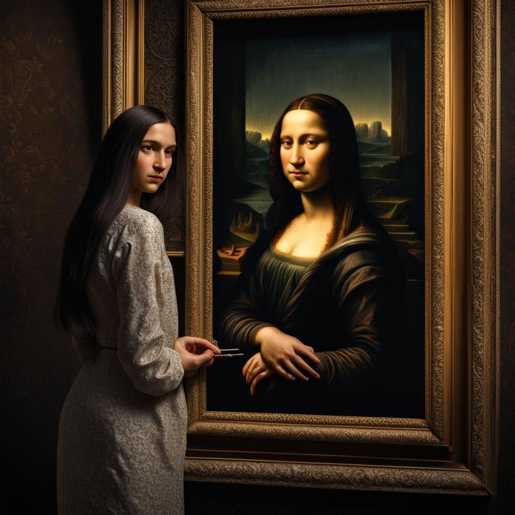 Hyperrealistic Mona Lisa with Intricate Details in HDR