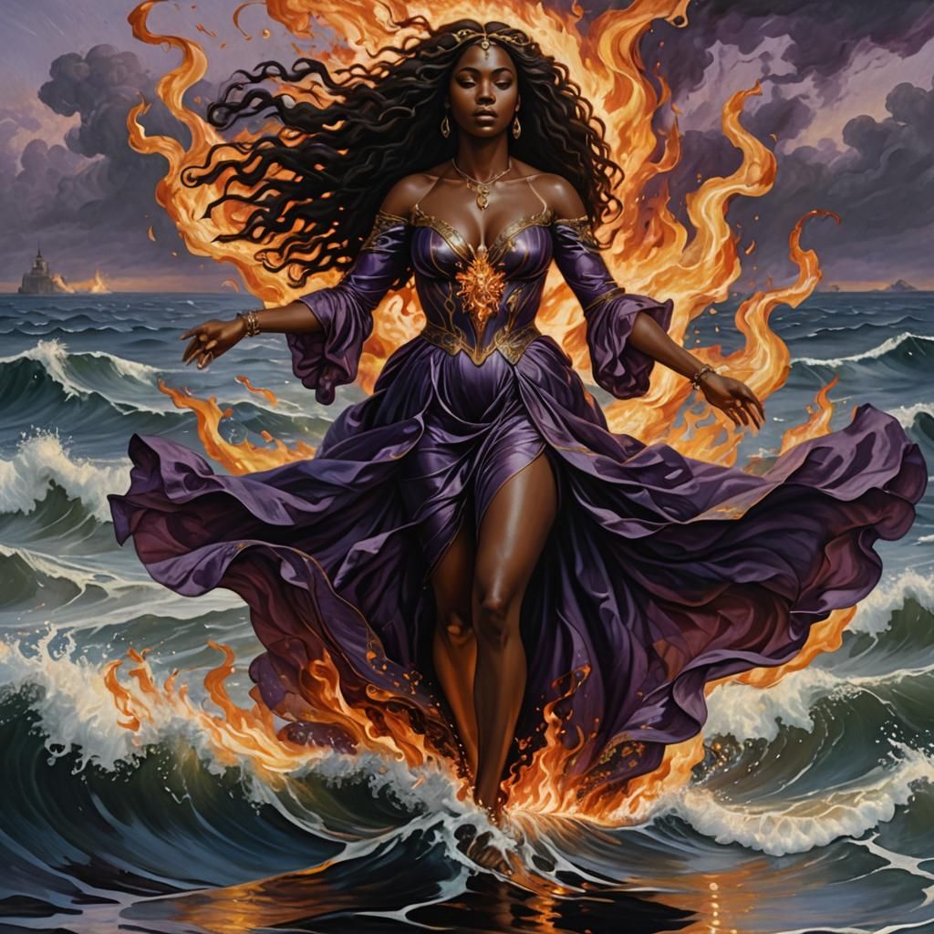 Ocean Goddess in Renaissance Style Painting