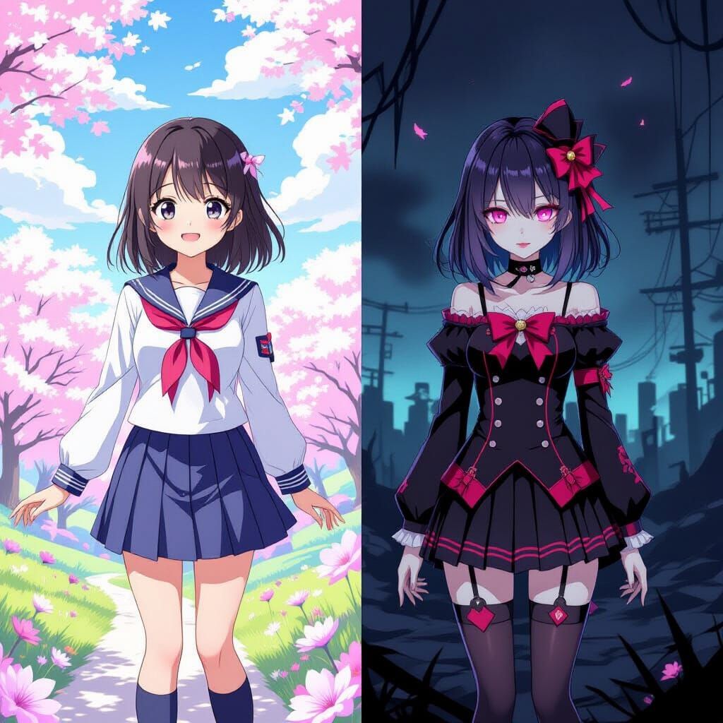 Anime Woman: Day and Night Transformation