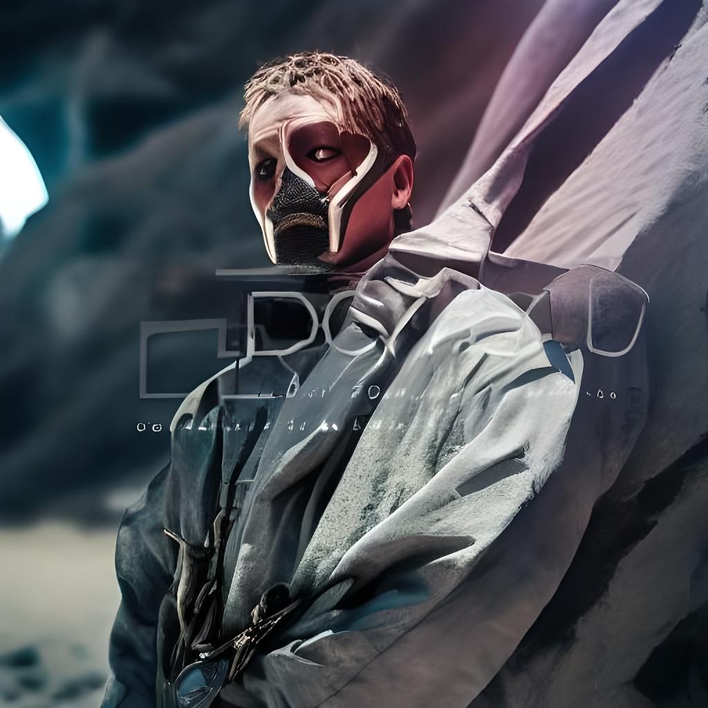 Emotional Portrait in Sci-Fi Desert Sandstorm