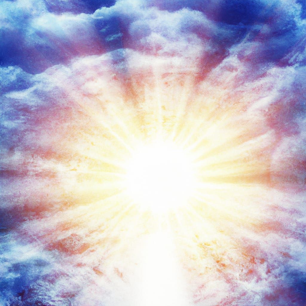 Heavenly Sunshine Beams Through Clouds