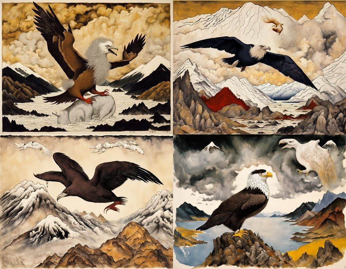 Surreal Japanese Hybrid Stormscape in Egon Schiele's Express...