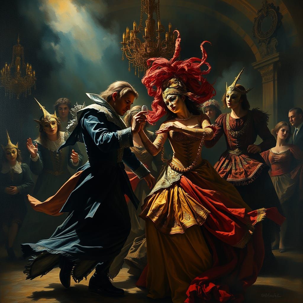Baroque Masquerade Ball in Sepia Tones