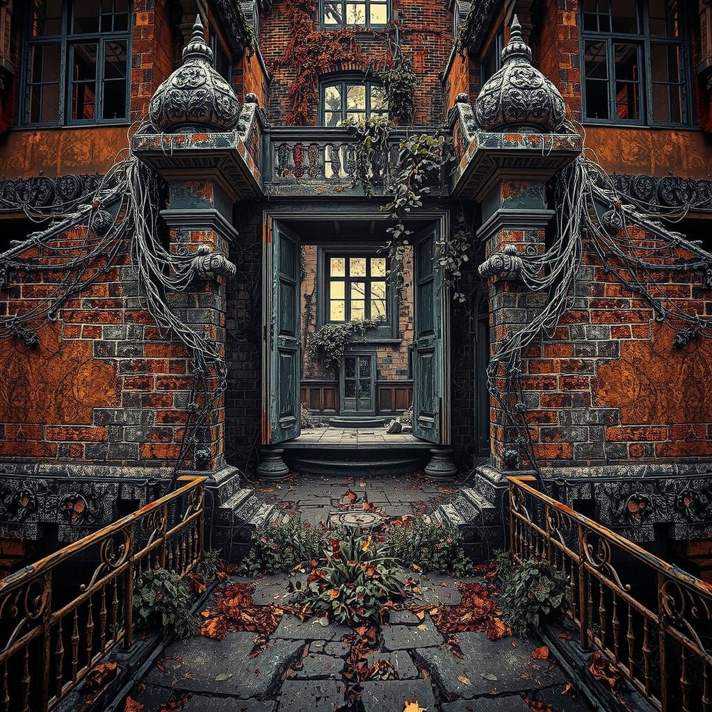 Atmospheric Abandoned City with Overgrown Vines