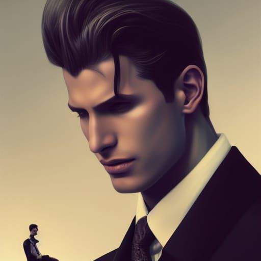 Handsome Model on Runway in Hyperdetailed Digital Art