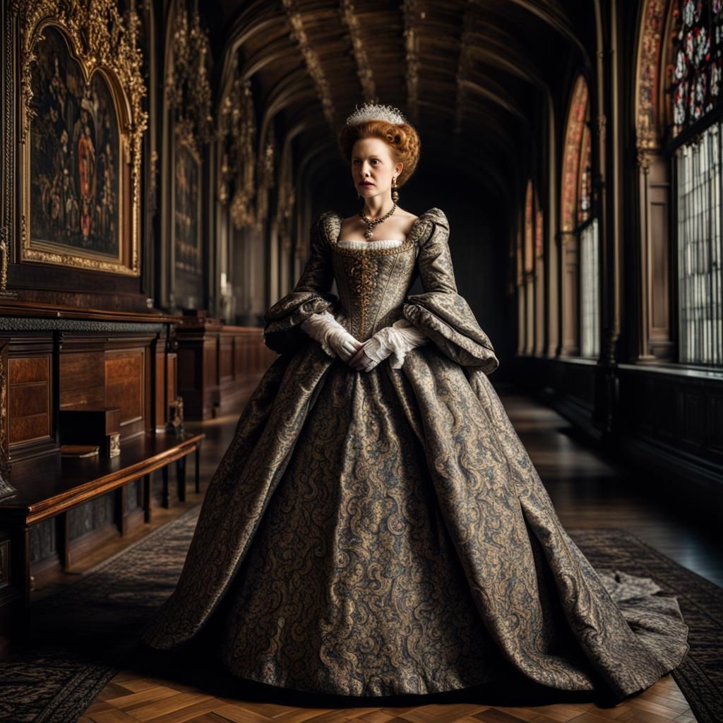 Hyperrealistic Gown for a Modern Queen Elizabeth