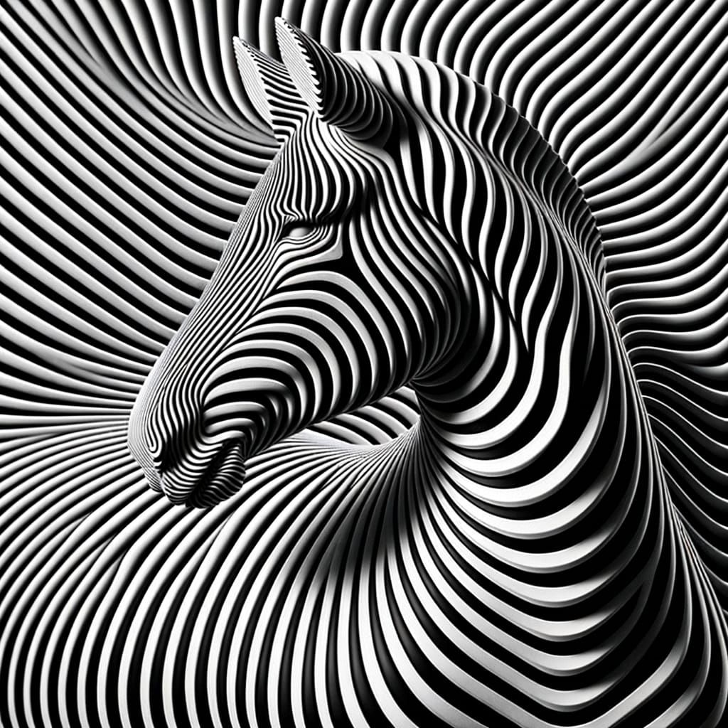 Abstract Zebra Optical Illusion in Black and White