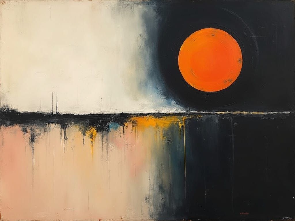 Surreal Existential Odyssey in Red and Gold