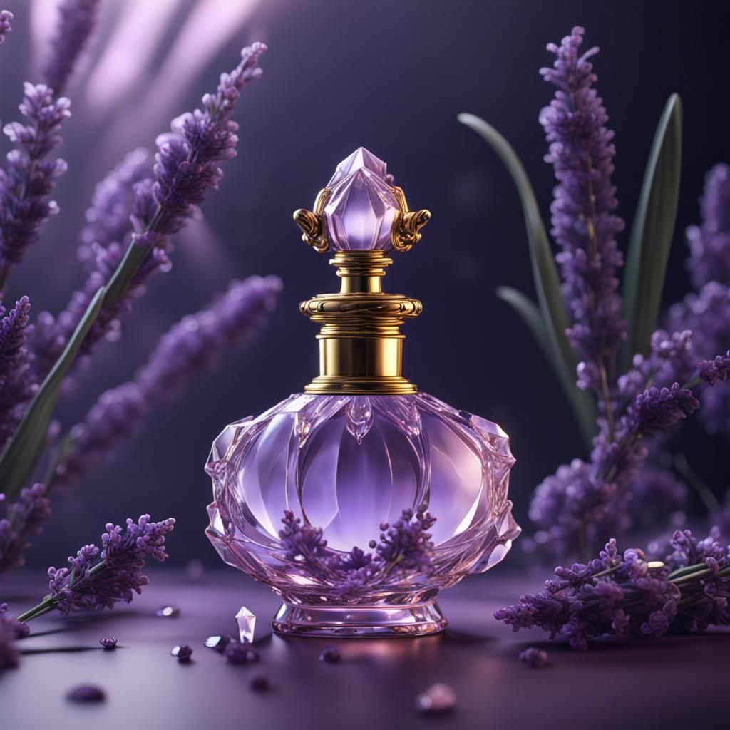 Exquisite Lavender Crystal Perfume Bottle in Detailed Matte ...