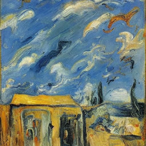 Dramatic Wind Scene Inspired by Soutine and Rembrandt