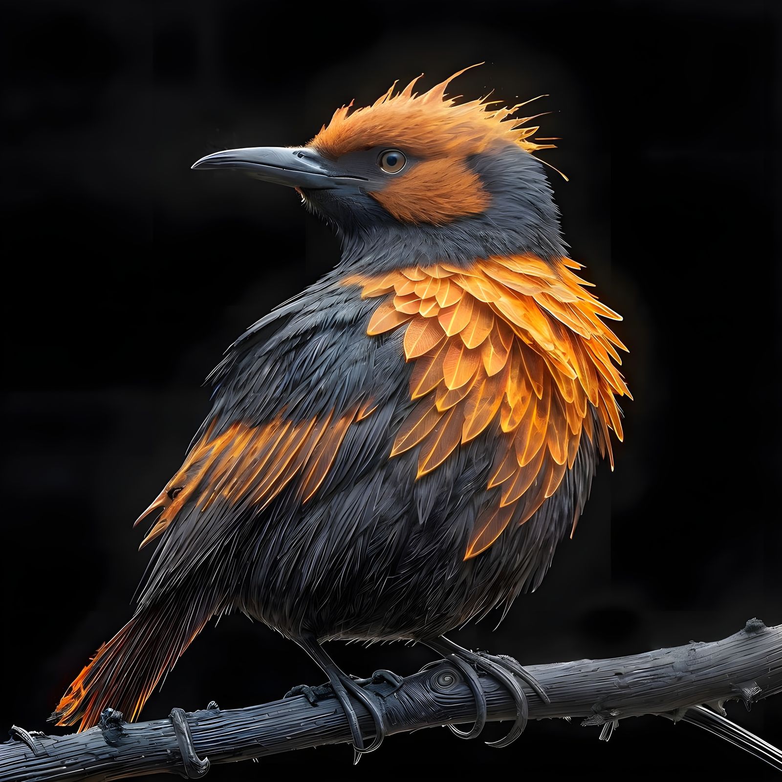 Lava Avian Form Emerges from Darkness