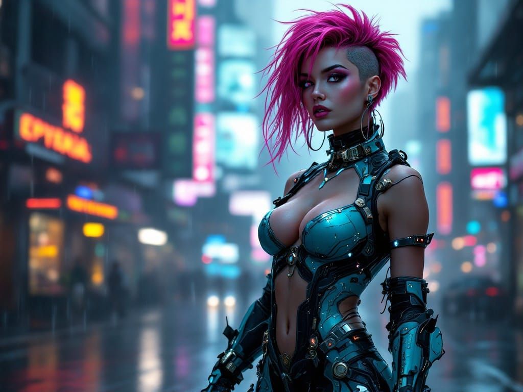Cyberpunk Goddess in Neon Dreams