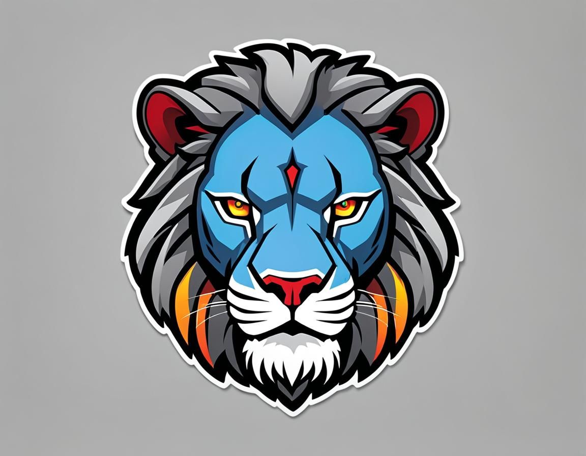 Fierce Lion Logo Sticker Design in Anime Style