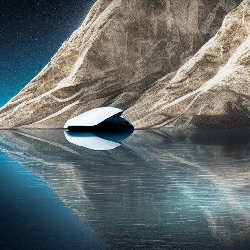 Futuristic Building Over Lake with Planets